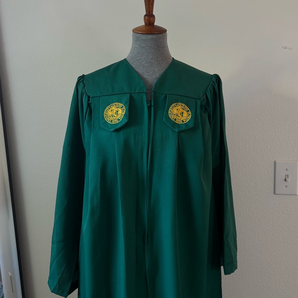 USF Graduation Green Cape with Gold Medallions